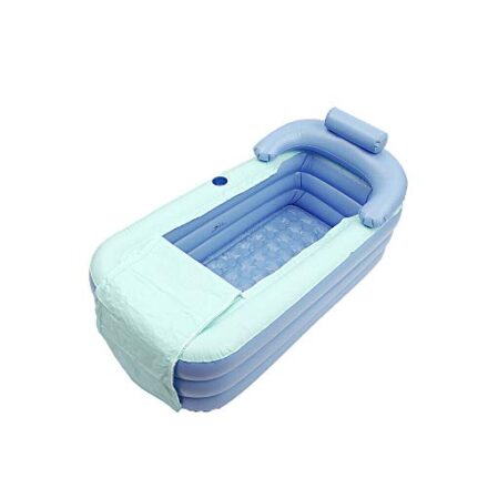 Inflatable Badewanne,Lightakai PVC Inflatable Bathtub Aufblasbare Tragbare Badewanne Faltbare Inflatable Bathtub mit Kissen & Abflussrohr (ohne Pumpe) für Home Pool-Badezimmer, Blau  