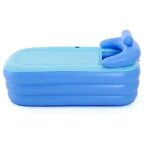 TESUGN Aufblasbare Badewanne, Faltbare Badewanne Erwachsene Mobile Badewanne, PVC Inflatable Bathtub Tragbare Badewanne mit Kopfstütze für Home Pool-Badezimmer, Blau  